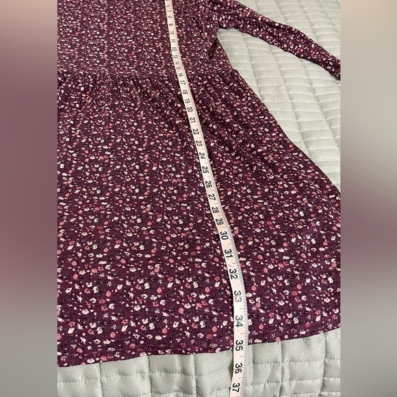 Purple floral long sleeve stretch soft flowy comfy  easy dress - Picture 6 of 9